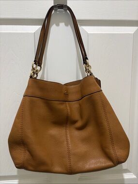 Coach Pebbled Leather Shoulder Bag in Saddle Brown with Gold Hardware